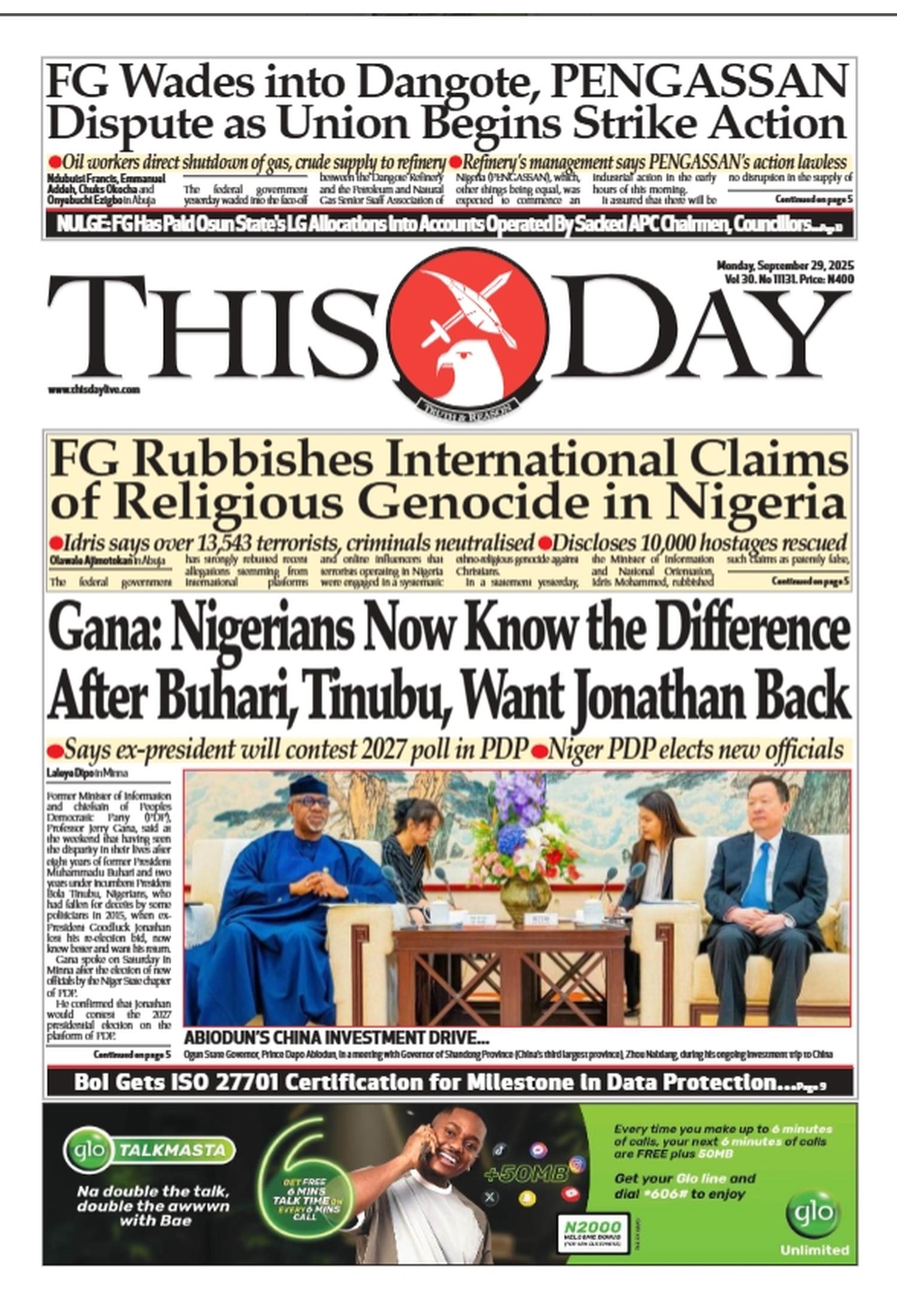 Thisday Newspaper - 29-09-25
